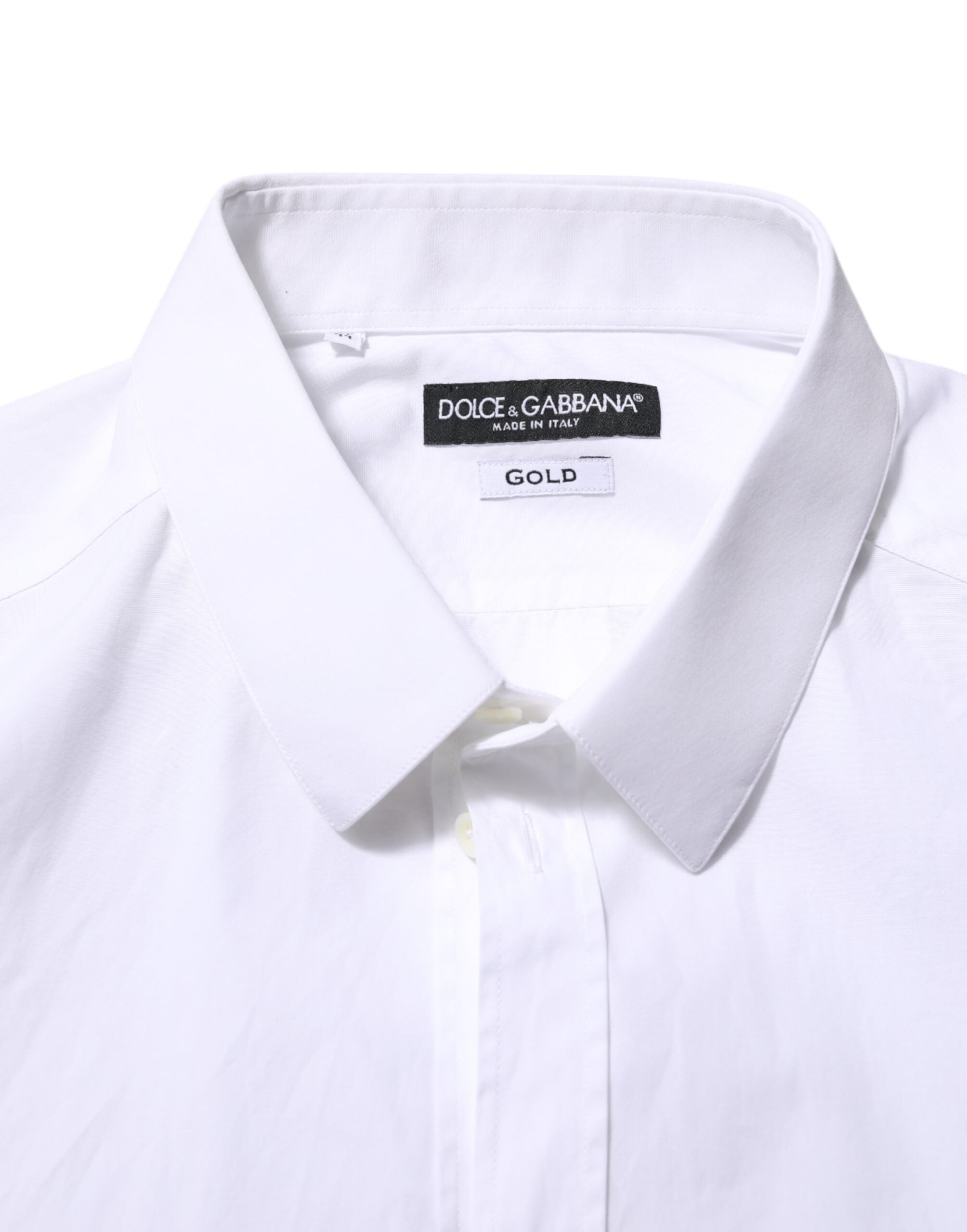 Dolce & Gabbana Weißes Baumwollhemd mit langen Ärmeln GOLD Formelles Hemd